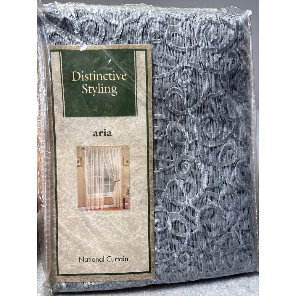 Aria Blue Lace Curtain Panel 56" W x 63" L by National Curtain - Classic Distinc